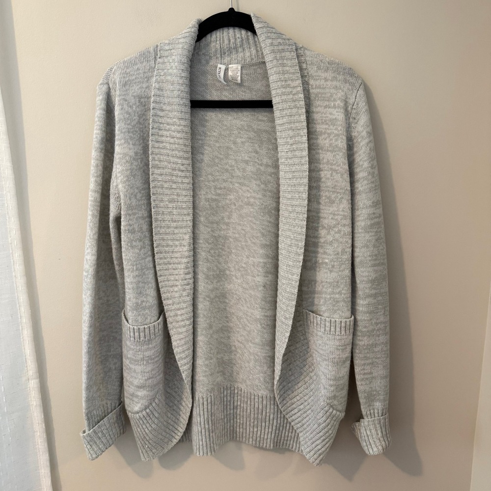 Full Tilt Womens XL Grey Open Front Shawl‎ Collar Knit Cardigan Sweater CD-5405